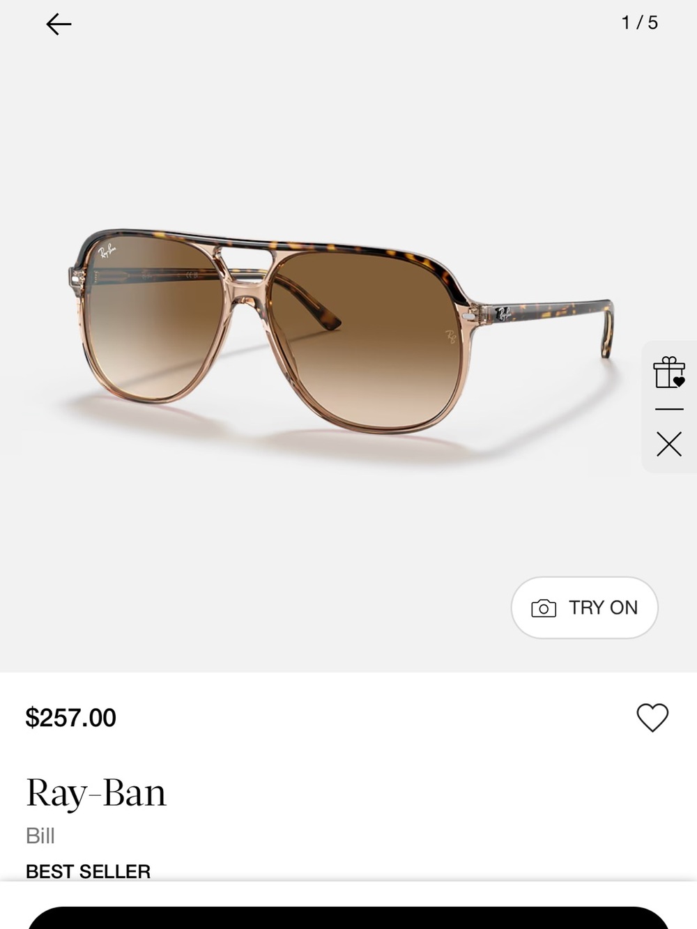 Ray-Ban Brown Tortoiseshell Gradient Aviator Sunglasses